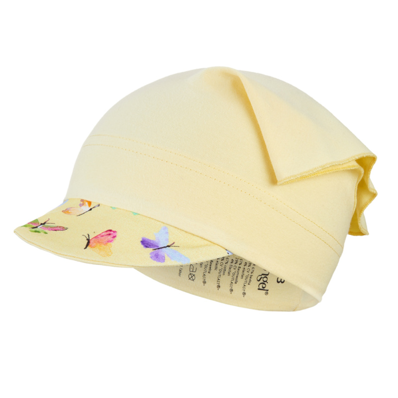 Little Angel Šátek tenký kšilt Outlast® - sv.žlutá/motýlci Velikost čepic: 3 | 42-44 cm