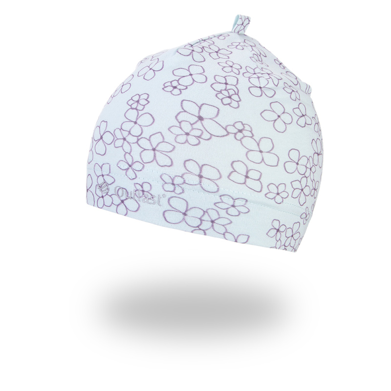 Little Angel Čepice tenká TISK Outlast® - sv.mentolová kytičky Velikost čepic: 6 | 54-57 cm