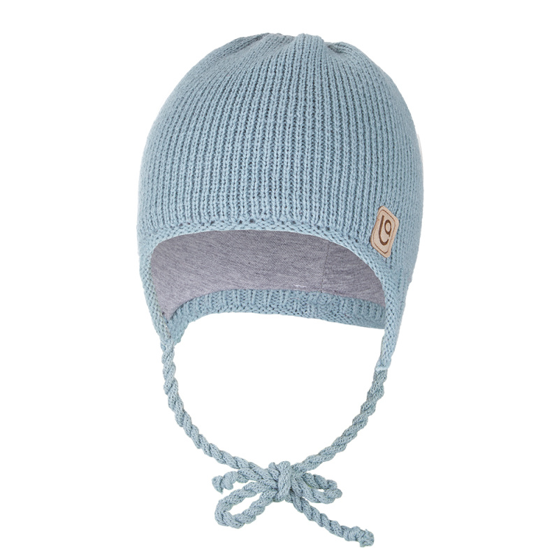 Little Angel Čepice pletená zavazovací LA Outlast ® - sv.mentolová Velikost čepic: 2 | 39-41 cm