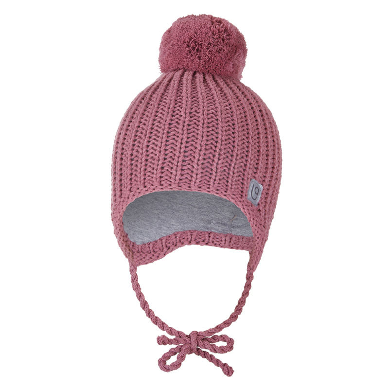 Little Angel Čepice pletená zavazovací bambule LA Outlast ® - starorůžová Velikost čepic: 4 | 45-48 cm