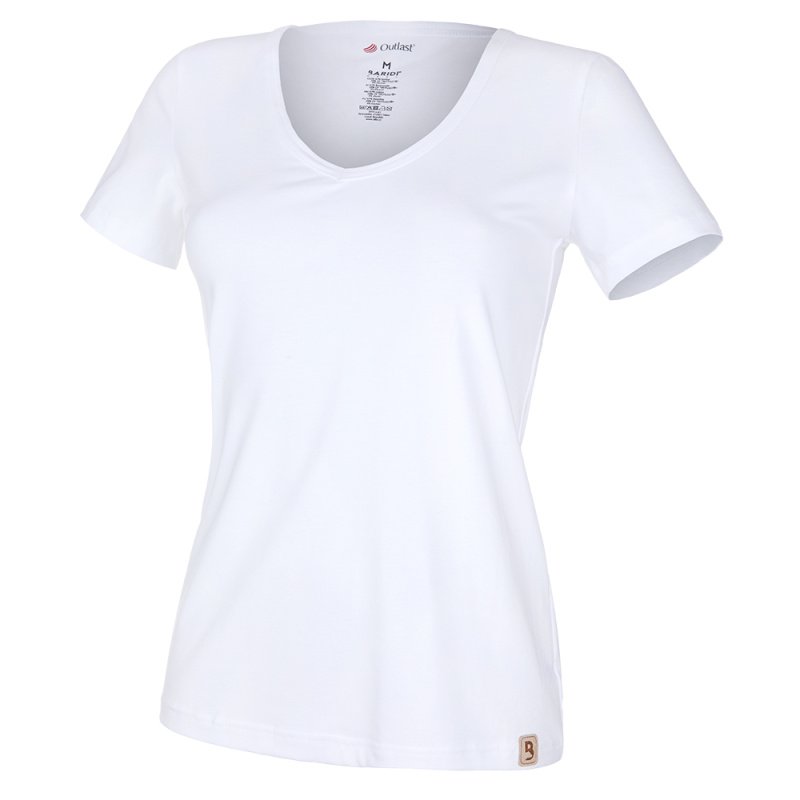 BARIDI wear Tričko dámské KR tenké výstřih V Outlast® - bílá Velikost oblečení: XL
