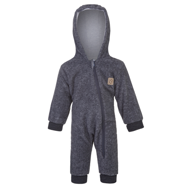 Little Angel Overal FLEECE BAMBUS Outlast® - tm.šedý melír/pruh bílošedý melír Velikost oblečení: 86