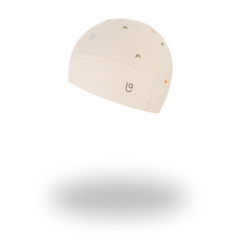 Little Angel Čepice smyk kojenecká TISK Outlast® - bílá káva lístečky Velikost čepic: 2 | 39-41 cm