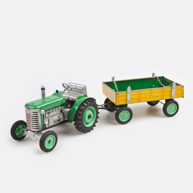 Traktor Zetor s valníkem zelený na klíček kov 28cm Kovap v krabičce