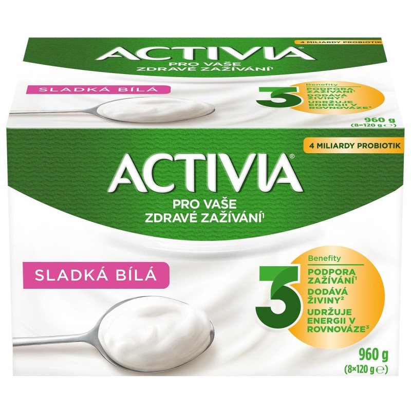 Activia Probiotický jogurt bílý slazený 8×120 g
