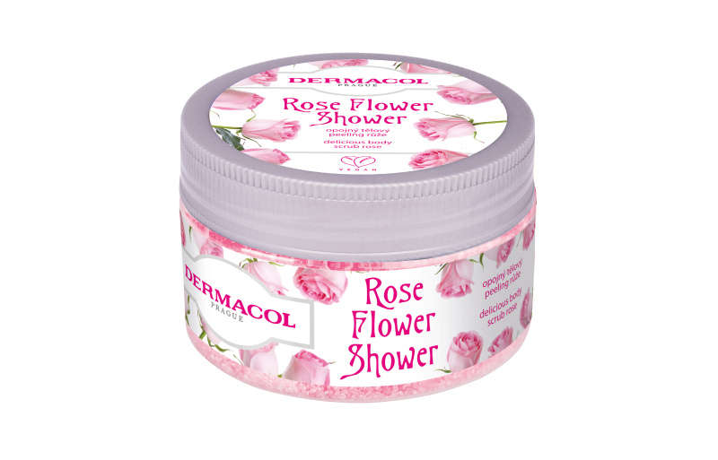 Dermacol Flower Care Rose cukrový tělový peeling 200 g