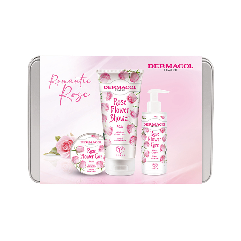 Dermacol Flower Care Rose dárková sada plechový box