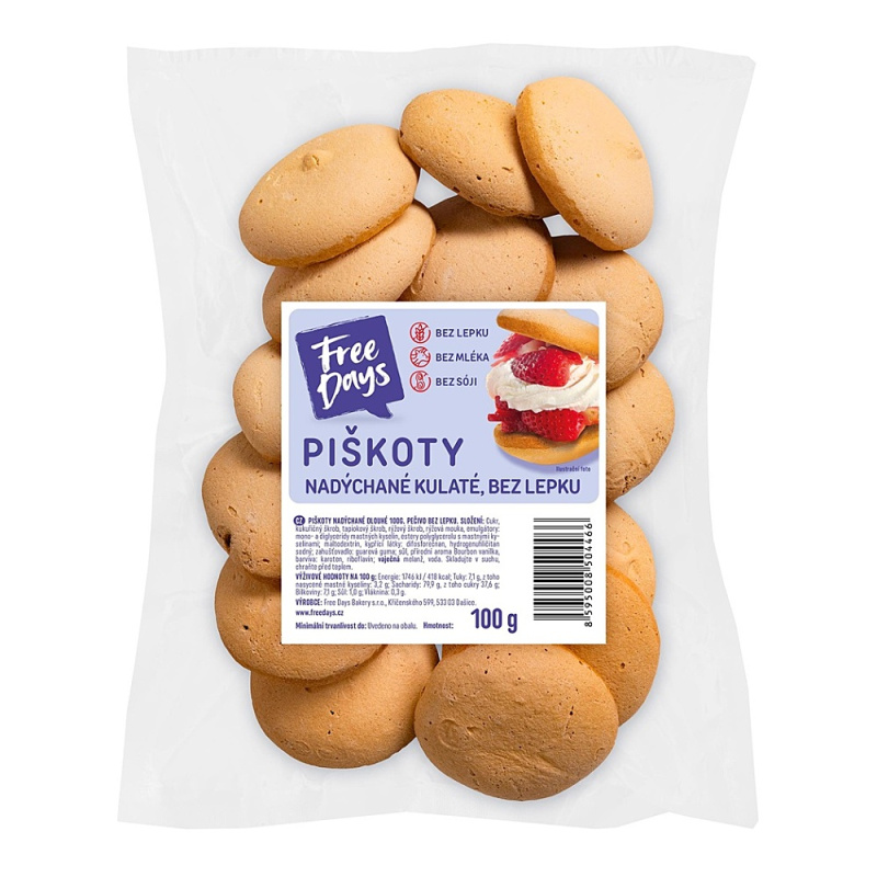 FREE DAYS Bakery piškoty nadýchané kulaté bez lepku 100 g
