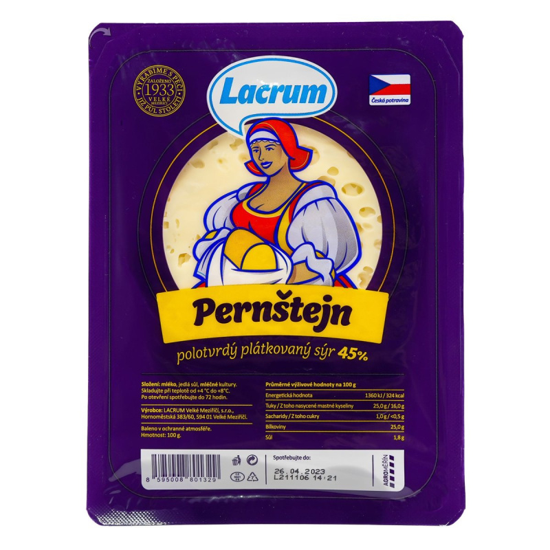 Lacrum Pernštejn sýr plátkový