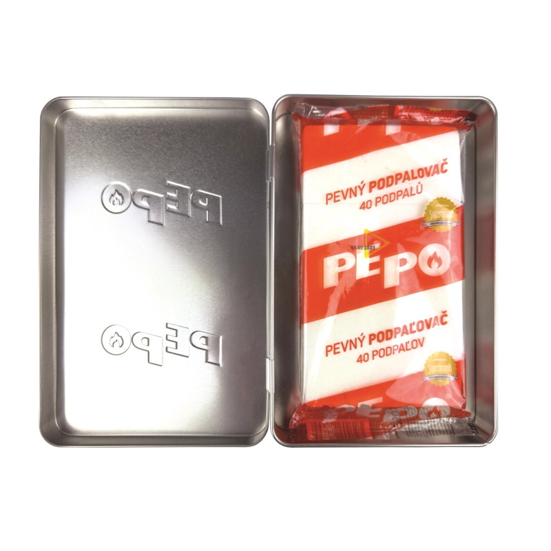 PE-PO Pevný podpalovač 60. výročí 1 ks + plechová krabička