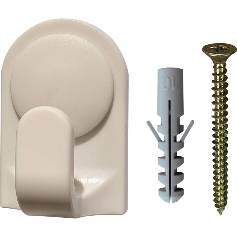 D.I.P. Háček Stabil s vrutem typ 1951, plast, bílá, 2 ks