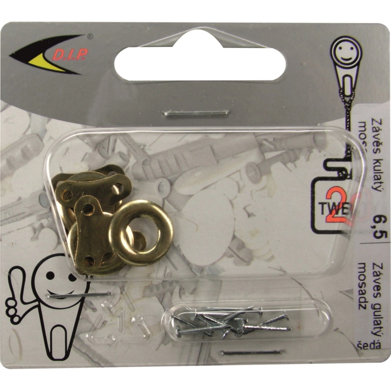 D.I.P. Závěs obrazový kulatý 6,5, mosaz, 4 ks