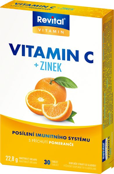 VITAR Vitamin C + zinek s příchutí pomeranče 30 tablet