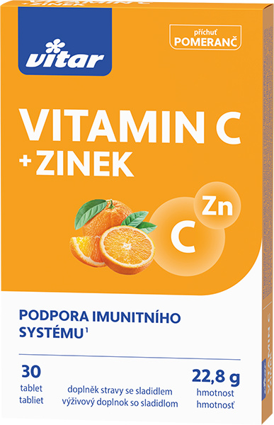 VITAR Vitamin C + zinek s příchutí pomeranče 30 tablet