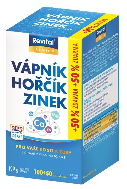 VITAR Vápník + hořčík + zinek + vitamín D3 + K1 150 tablet