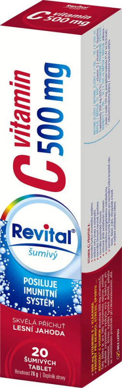 REVITAL Vitamin C 500 mg příchuť jahoda 20 šumivých tablet