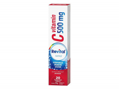 REVITAL Vitamin C 500 mg příchuť jahoda 20 šumivých tablet