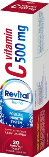 REVITAL Vitamin C 500 mg příchuť jahoda 20 šumivých tablet