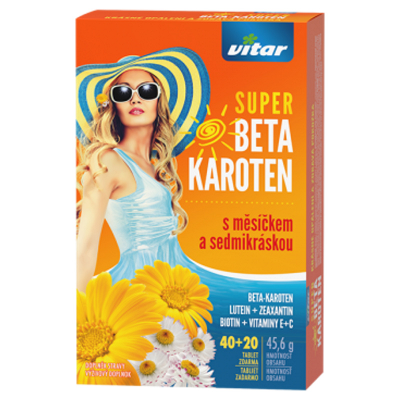Vitar Super Beta-karoten s měsíčkem a sedmikráskou, 60 tablet