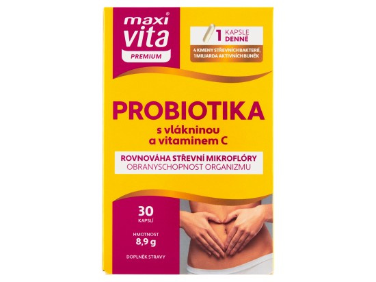 Maxi Vita Premium Probiotika s vlákninou a vitaminem C 30 kapslí 8,9g