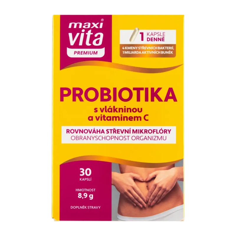 Maxi Vita Premium Probiotika s vlákninou a vitaminem C 30 kapslí 8,9g