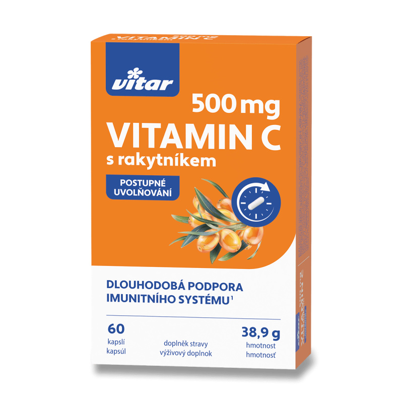 Vitar Vitamín C 500 mg s rakytníkem - 60 kapslí