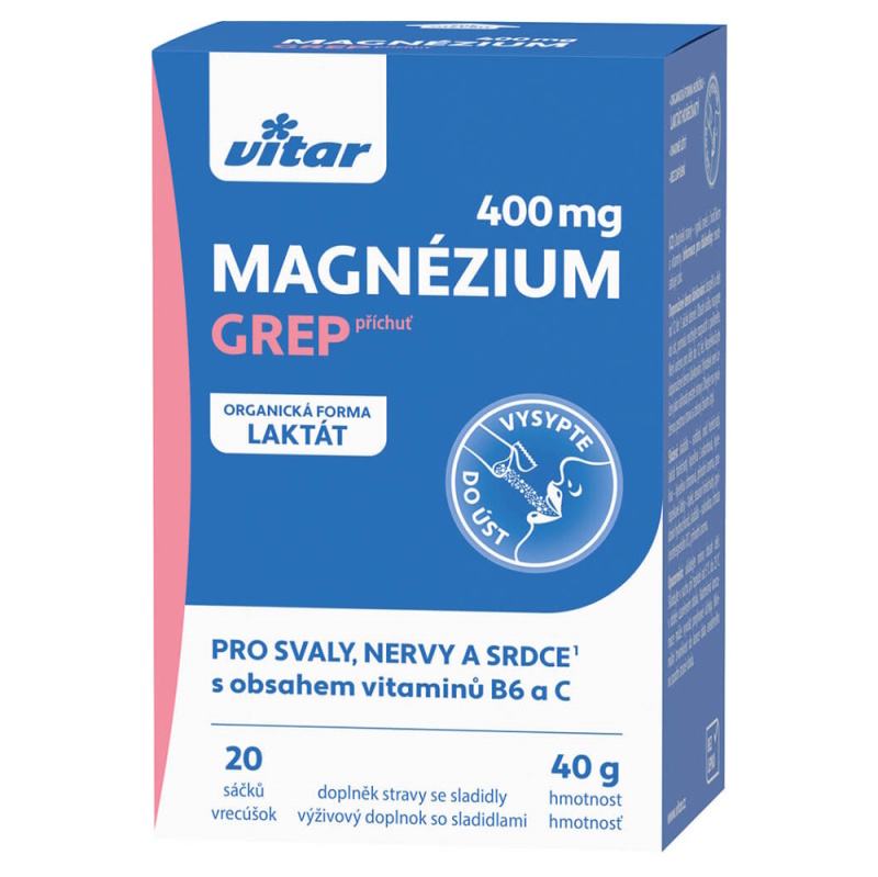Enervit Vitar Magnézium 400 mg 20 sáčků - grep