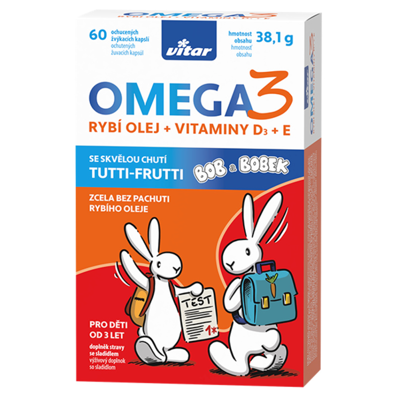 Vitar Kids Omega 3 + vitaminy D3 a E, 60 kapslí