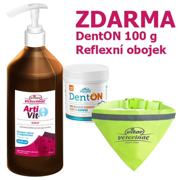 VITAR Veterinae ArtiVit Sirup 1000ml+DentON100g+obojek