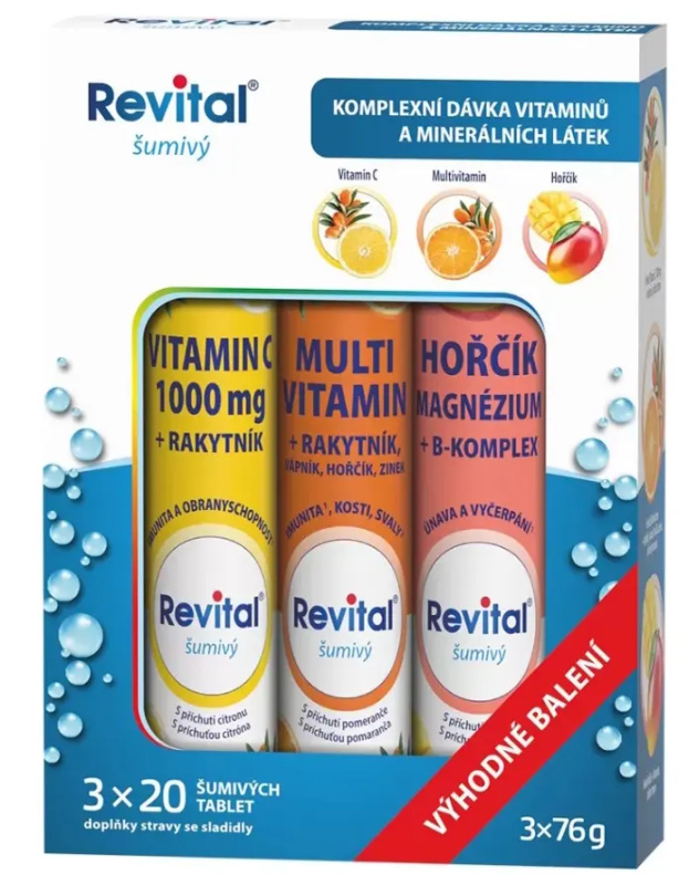 Revital - sada šumivých vitamínů - 3 x 20 tablet
