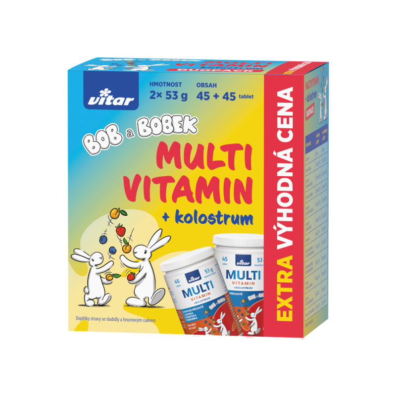 Vitar Multivitamin+kolostrum Bob a Bobek tbl.2x45