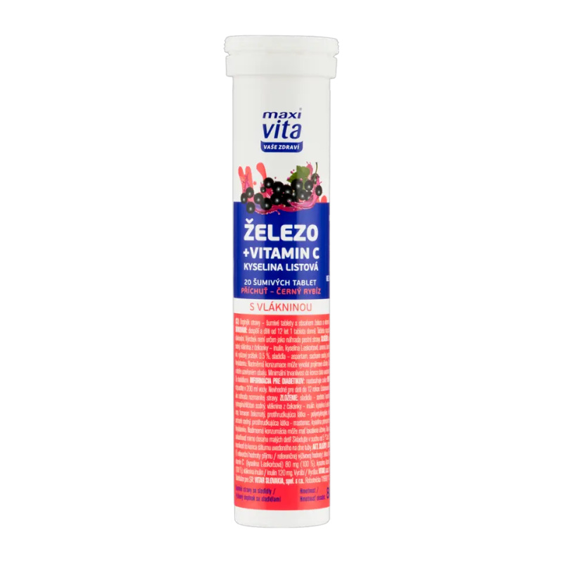 Maxi Vita šumivé tablety železo vitamin c 80g