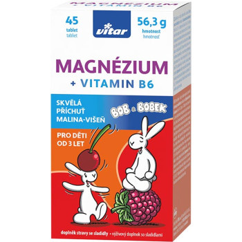 Vitar Kids Magnézium+B6 malina-višeň tbl.45