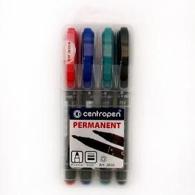 Permanentní popisovač Centropen 2836 - kulatý hrot, sada 4 barev