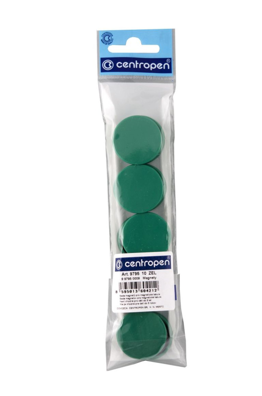 Centropen 9795 - magnety - průměr 30 mm, 10 ks, zelené