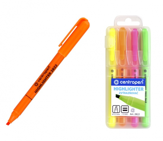 Zvýrazňovač Centropen 2822/4 sada 1,3mm CENTROPEN, a.s.