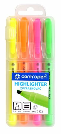 Zvýrazňovač Centropen 2822/4 sada 1,3mm CENTROPEN, a.s.