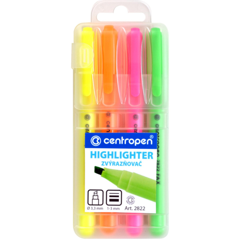 Zvýrazňovač Centropen 2822/4 sada 1,3mm CENTROPEN, a.s.