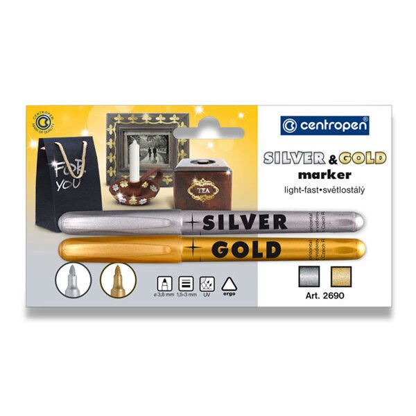 Popisovač CENTROPEN 2690/2 SILVER + GOLD CENTROPEN, a.s.