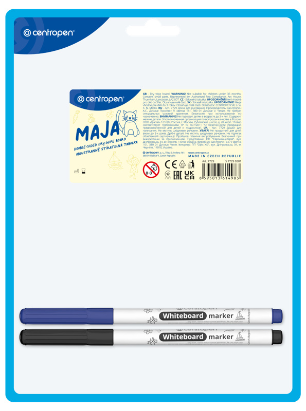 CENTROPEN Stíratelná tabulka A5 (oboustranná) + 2 fixy