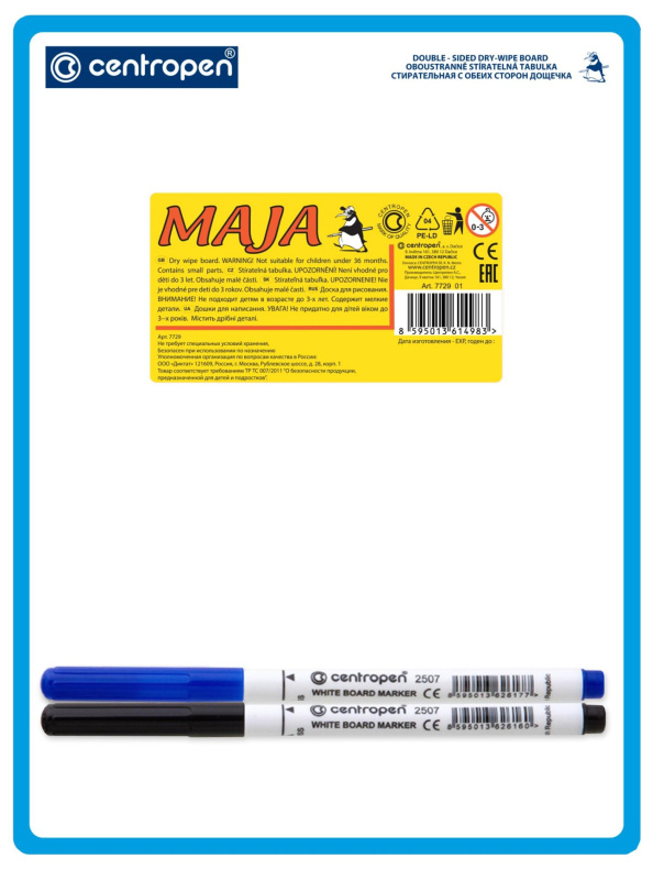 CENTROPEN Stíratelná tabulka A5 (oboustranná) + 2 fixy