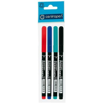 Permanentní popisovač Centropen 2536 - kulatý hrot, sada 4 barev