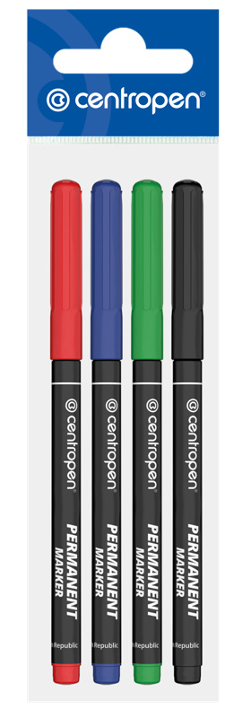 Permanentní popisovač Centropen 2536 - kulatý hrot, sada 4 barev