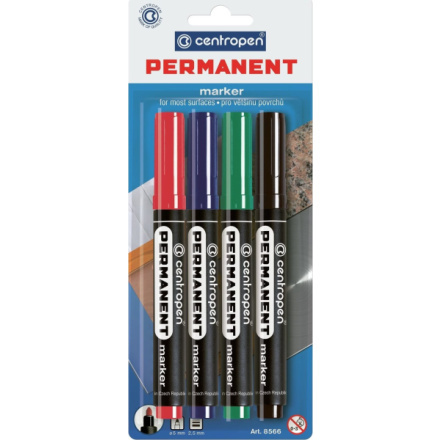 centropen Značkovač permanentní 8566 černý 4 ks