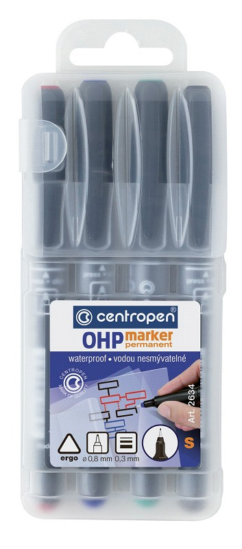 Centropen OHP 2634 S - permanentní popisovač - sada 4 barev