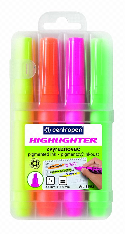 Zvýrazňovač Centropen 8552 (8852)/4 sada 1,5mm CENTROPEN, a.s.