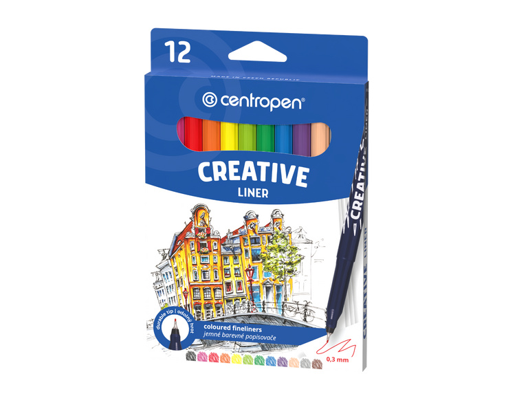 Centropen Creative liner 2521 0,3 mm - sada 12 barev