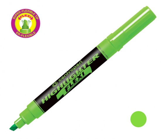 Zvýrazňovač Centropen 8542 Flexi, zelený  CENTROPEN, a.s.