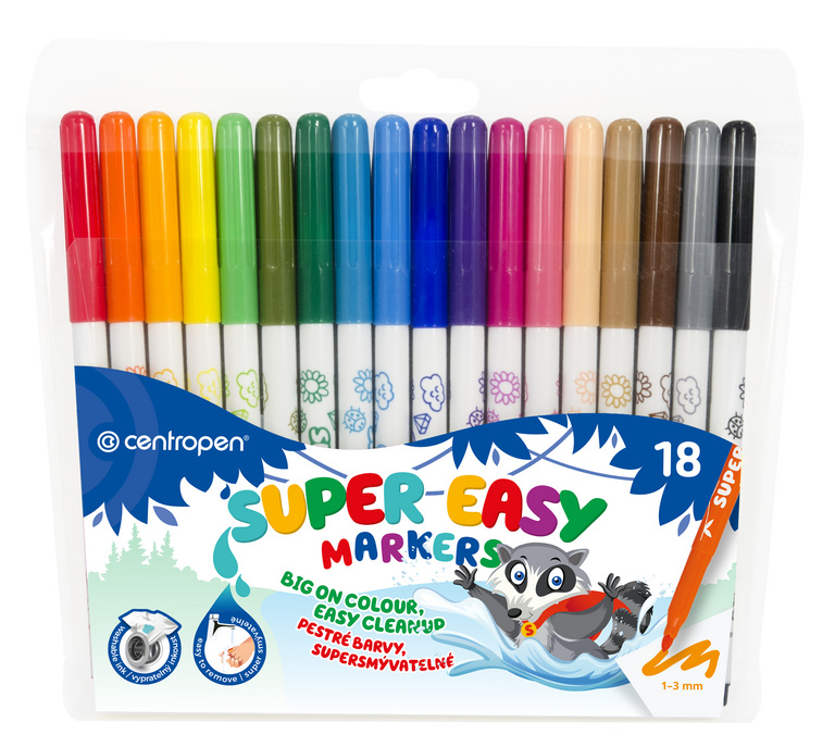 Centropen Fixy Super easy 2580 - sada 18 barev