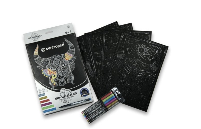 Antistresové omalovánky s 6 metalickými fixy, Centropen Anděl Přerov s.r.o.